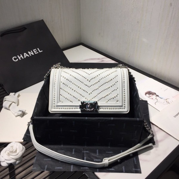 Chanel Boy Metal Pearls