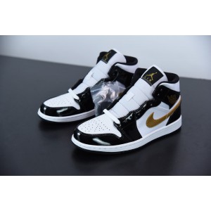 Air Jordan 1 Mid Patent "Black Gold" 852542-007