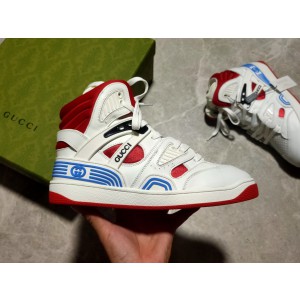 Gucci Basket Sneaker in White Demetra with Red Blue