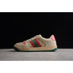 Womens Gucci Screener Sneaker Butter with Beige Red