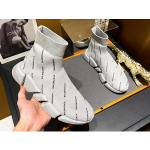 Balenciaga Speed 2.0 Allover Logo Sneaker Beige