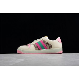 Womens Gucci Screener Sneaker Pink with Crystals