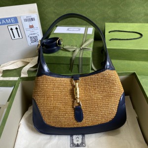 'Jackie 1961' Small Shoulder Bag Camel Straw Effect
