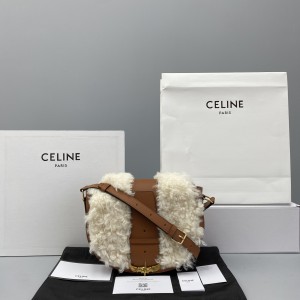 Celine lambhair saddle bag / crossbody bag