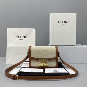 Celine Triomphe Canvas White Small Square Bag