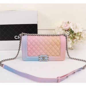 Chanel Blue Rainbow Printed Caviar Medium Boy Bag