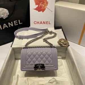 Chanel Light Purple Boy handbag Silver Hardware