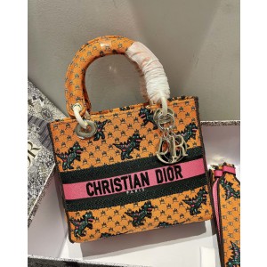 Christian Dior Dragon Embroidered Lady D-Lite Medium Bag