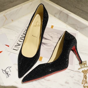 Christian Louboutin Full diamond gradient shoes series(Black)
