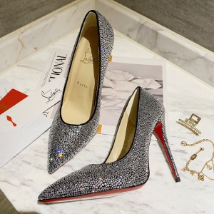 Christian Louboutin Full diamond gradient shoes series diamond silver