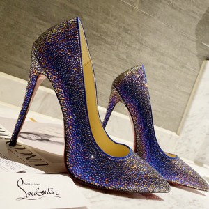 Christian Louboutin Full diamond gradient shoes series Gradient Blue