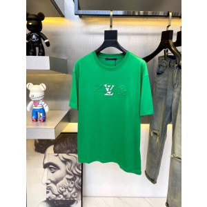 Louis Vuitton Short Sleeve T-shirts Black/White/Green LV-0004