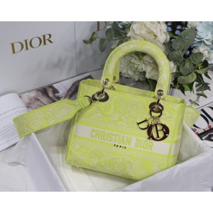 Dior Medium Lady D-Lite Bag Lime/Raspberry