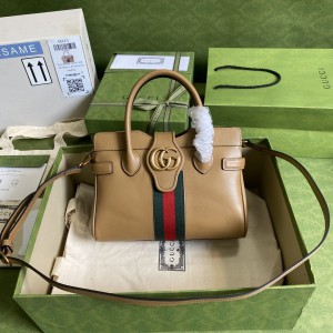 GUCCI DOUBLE G SMALL TOP HANDLE LEATHER TOTE
