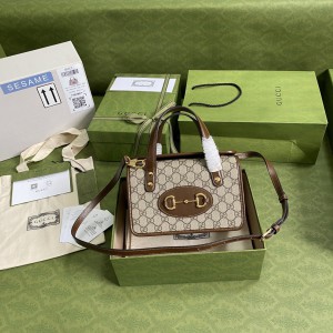 Gucci Horsebit 1955 Mini Top Handle Bag Brown