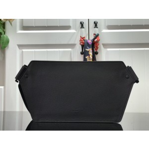 Louis Vuitton Sling Bag Black Grained Calf Leather