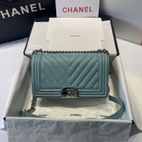 CHANEL Boy Old Medium Blue Chevron