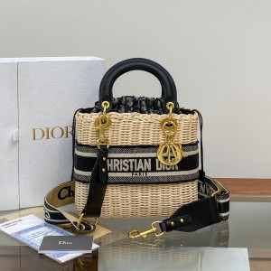 Lady Dior Wicker Bag Black